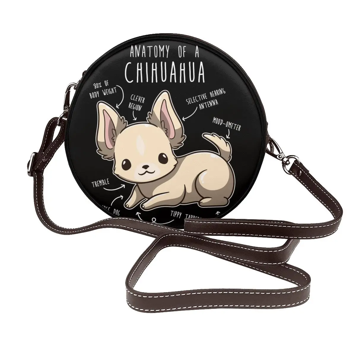 Chihuahua Anatomy Shoulder Bag Dog Puppy Funny Leather School Round Bag Female Gifts Purse
Chihuahua Anatomy Shoulder Bag Dog Puppy Funny Leather School Round Bag Female Gifts Purse