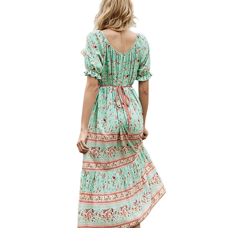 European Style Spring New Round Collar Splicing Binding Floral Women's Dress
European Style Spring New Round Collar Splicing Binding Floral Women's Dress