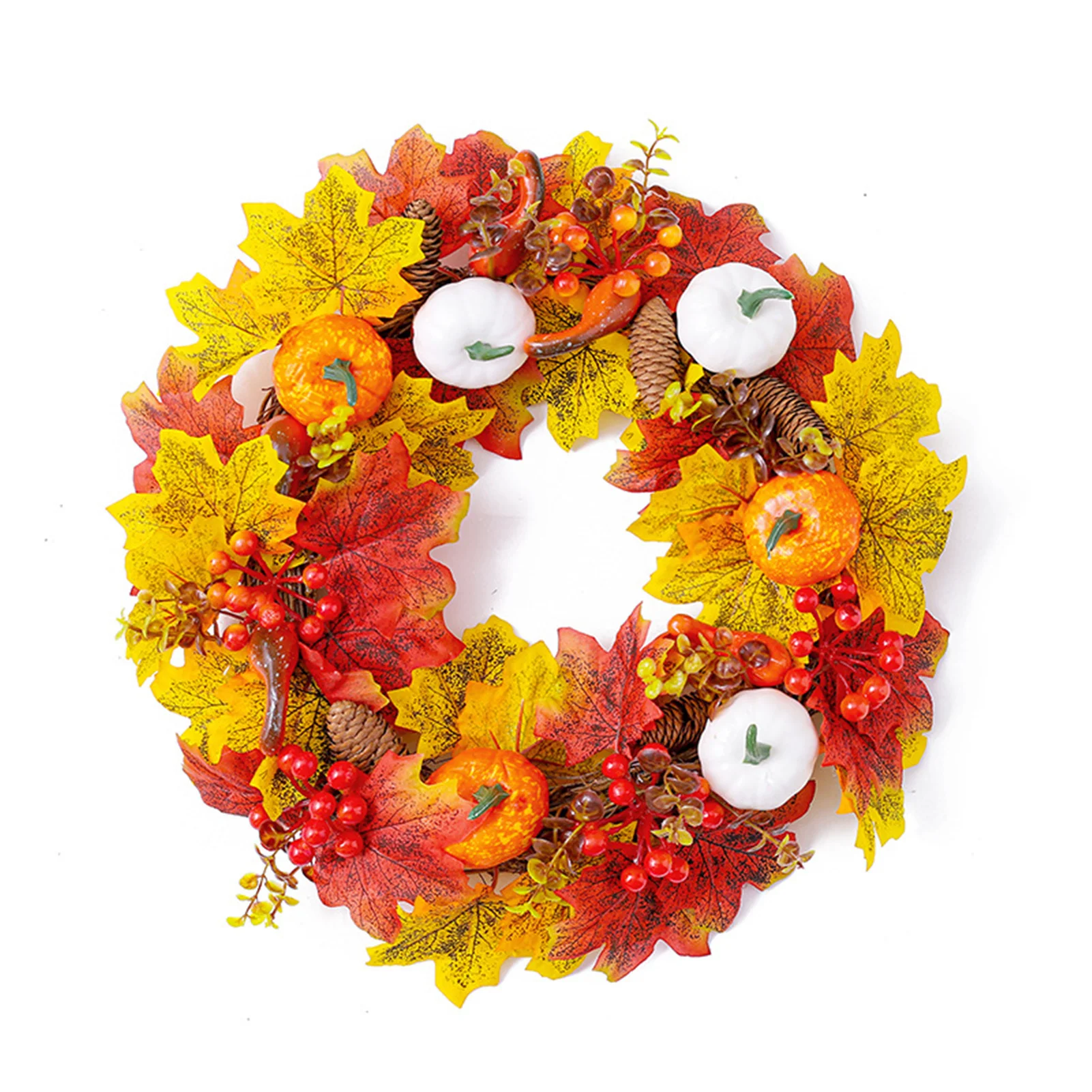 Artificial Fall Leaves Wreath Rustic Front Door Hanging Ornament for Thanksgiving Halloween Harvest Festival Decor JA55 
Artificial Fall Leaves Wreath Rustic Front Door Hanging Ornament for Thanksgiving Halloween Harvest Festival Decor JA55