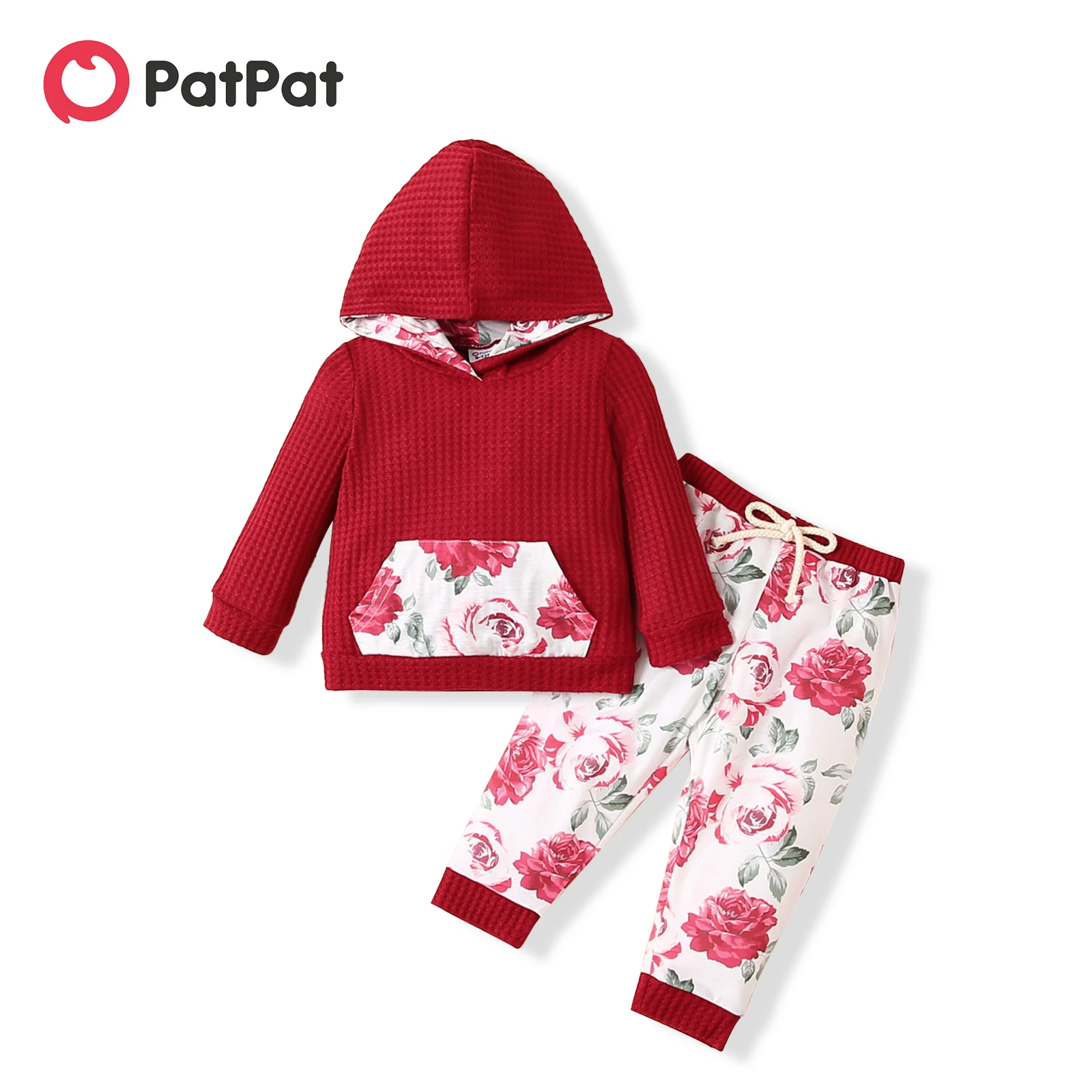 PatPat 2pcs Baby Girl Wine Red Waffle Long-sleeve Hoodie and Floral Print Trousers Set
PatPat 2pcs Baby Girl Wine Red Waffle Long-sleeve Hoodie and Floral Print Trousers Set