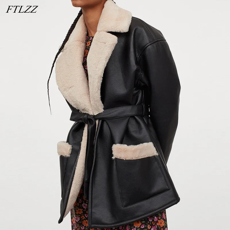 FTLZZ New Spring Women Vintage Turn-down Collar Faux PU Leather Jacket Chic Patchwork Streetwear Outwear with Belt 
FTLZZ New Spring Women Vintage Turn-down Collar Faux PU Leather Jacket Chic Patchwork Streetwear Outwear with Belt
