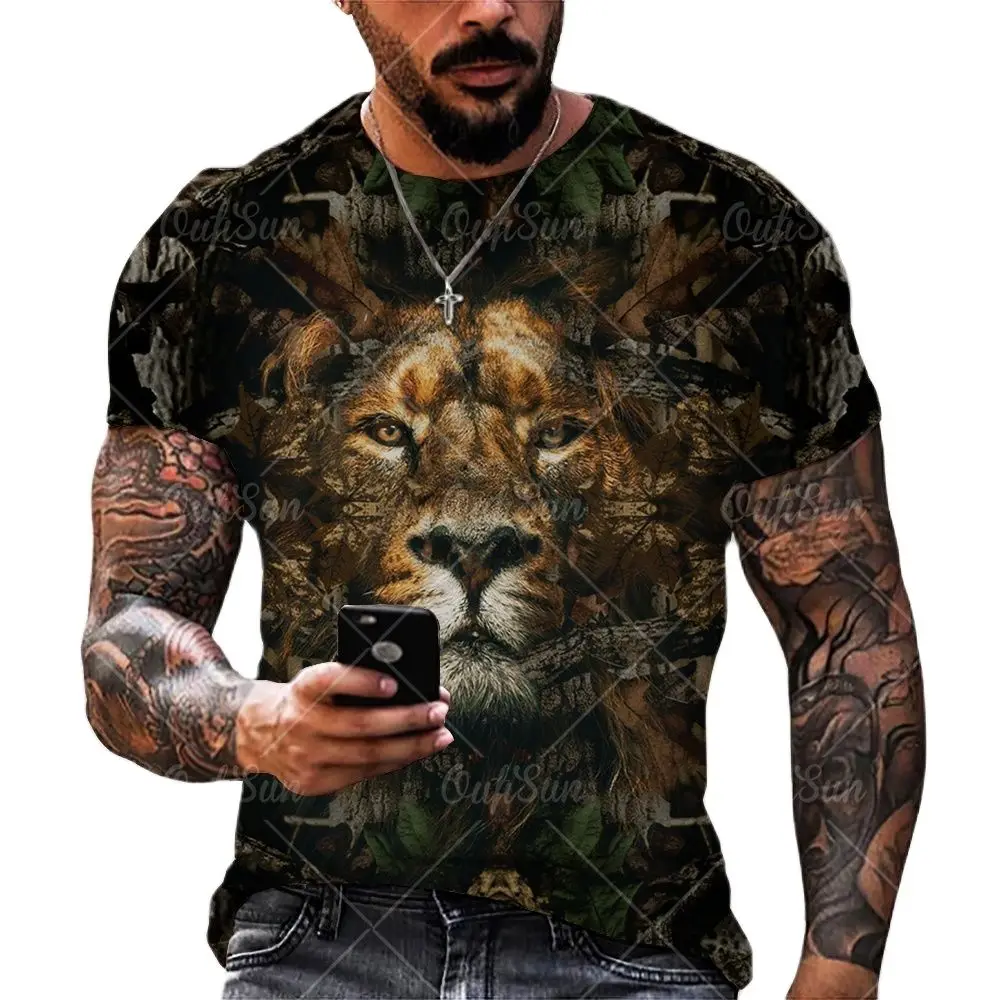 Men's Camouflage Forest Pattern T-shirt Round Neck Shirt Animal Lion Short Sleeve T-shirt Top Summer Men's Streetwear
Men's Camouflage Forest Pattern T-shirt Round Neck Shirt Animal Lion Short Sleeve T-shirt Top Summer Men's Streetwear