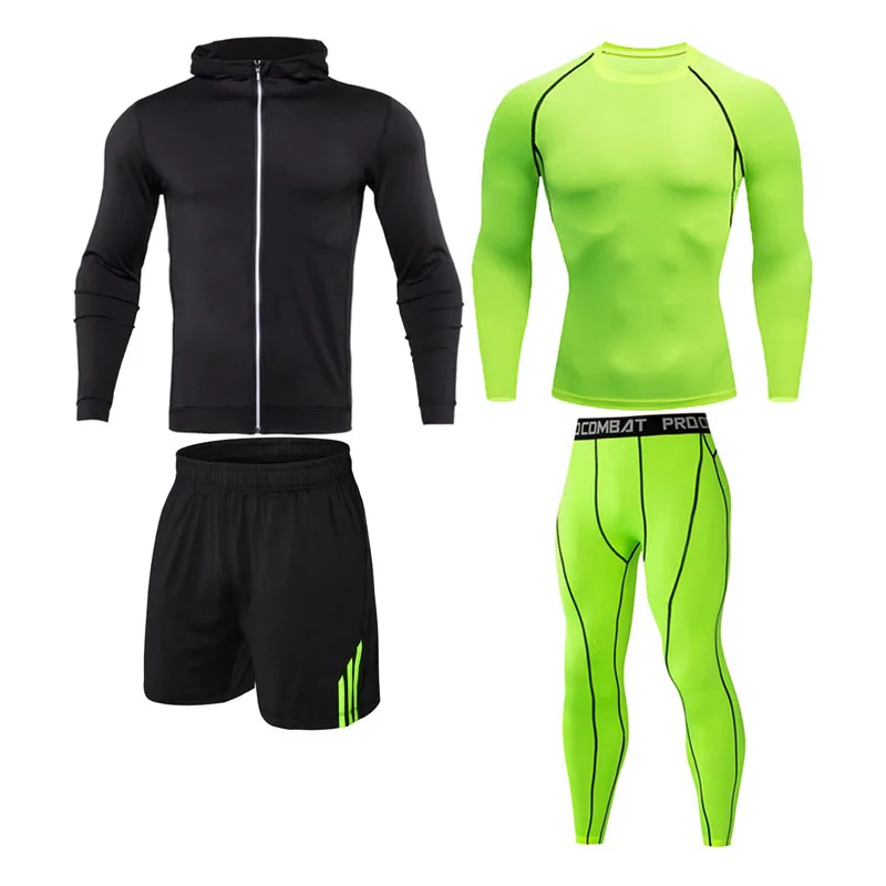Men Sportswear Compression Sport Suits Quick Dry Clothes Sports Joggers Training Gym Fitness Tracksuits 4-piece Suit Running Set
Men Sportswear Compression Sport Suits Quick Dry Clothes Sports Joggers Training Gym Fitness Tracksuits 4-piece Suit Running Set
