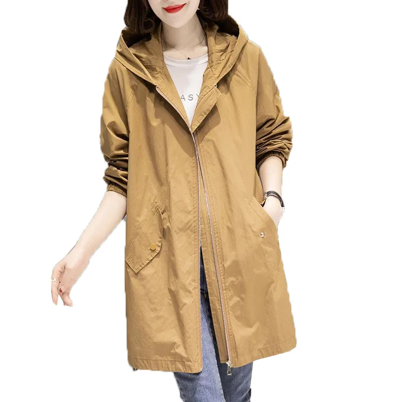 Spring Autumn Large Size 4XL Hooded Windbreaker Coats Women's Mid-Length Trench Coat 2021 New thin Female Coat Casual Outerwear
Spring Autumn Large Size 4XL Hooded Windbreaker Coats Women's Mid-Length Trench Coat 2021 New thin Female Coat Casual Outerwear