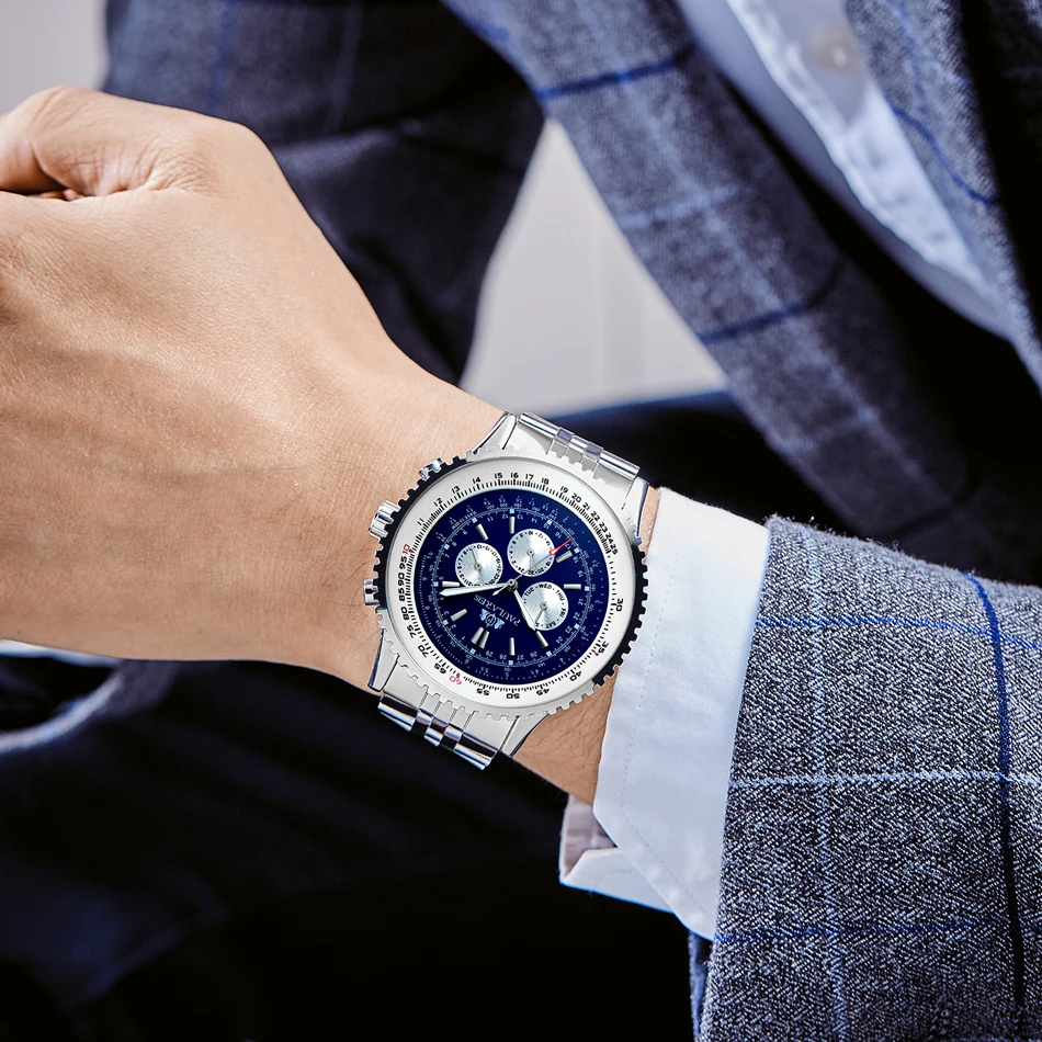 Men Automatic Self Wind Mechanical Stainless Steel Strap Fashion Sports Blue Black White Big 50mm Classic Watch
Men Automatic Self Wind Mechanical Stainless Steel Strap Fashion Sports Blue Black White Big 50mm Classic Watch