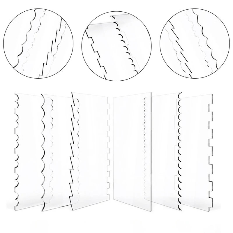 6 Pieces Of Transparent Acrylic Cream Scraper Wave Large Cake Smoother Scraper Kitchen Bakery Decorating Tools Wholesale
6 Pieces Of Transparent Acrylic Cream Scraper Wave Large Cake Smoother Scraper Kitchen Bakery Decorating Tools Wholesale