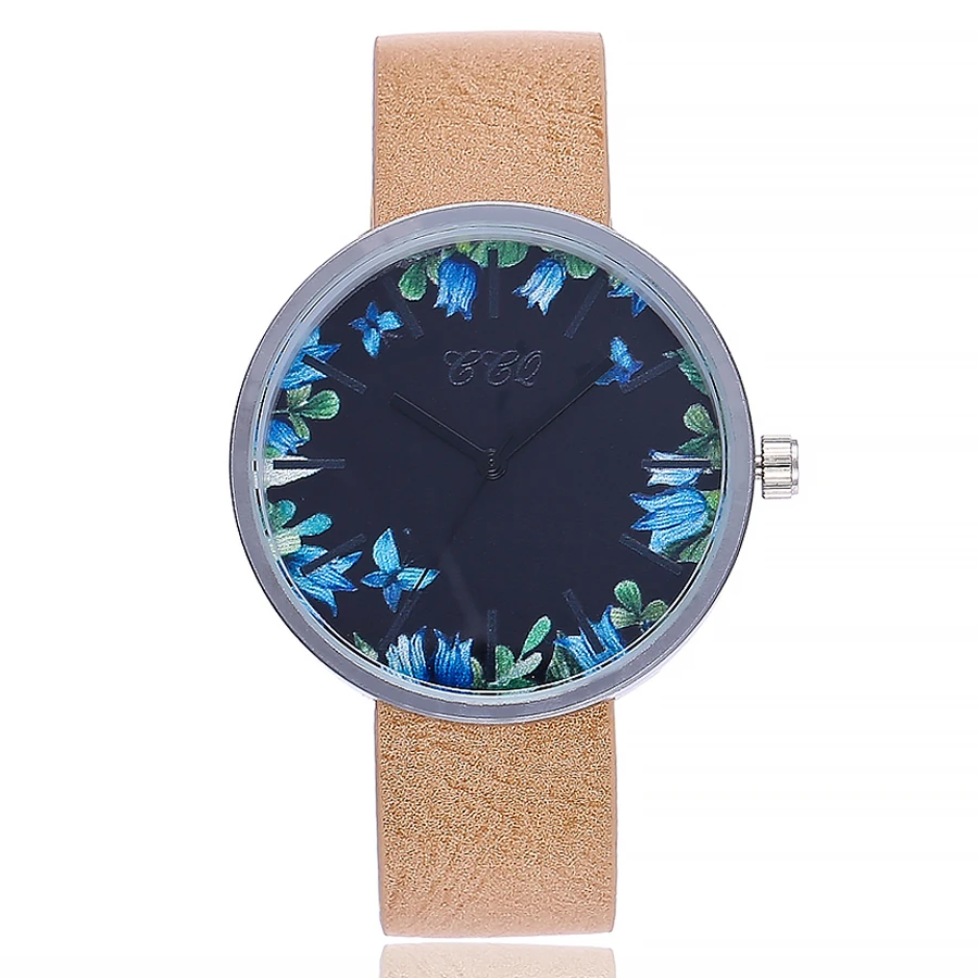 Дропшиппинг часы для женщин цветочный узор наручные Роскошные модные кожаный