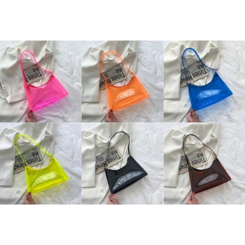 Transparent Clear Jelly Handbag Shoulder Bags for Women Elegant Evening Party Underarm Bag Totes 
Transparent Clear Jelly Handbag Shoulder Bags for Women Elegant Evening Party Underarm Bag Totes