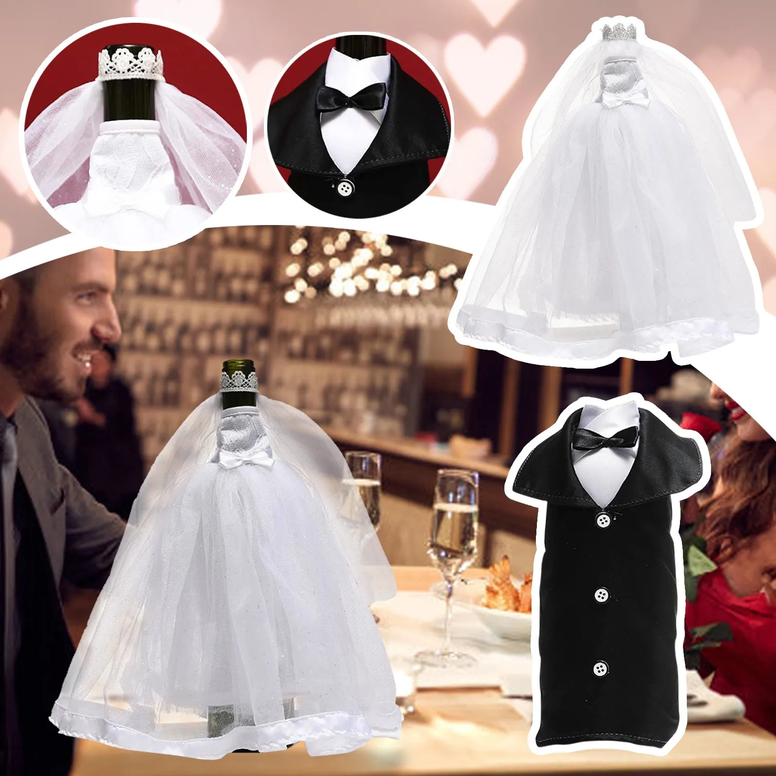 1/2pcs wine bottle cover Valentine's Day Mini Wedding Dress Red Wine Bottle Set Suit Wedding Decor Tuxedo Table Holiday Gifts
1/2pcs wine bottle cover Valentine's Day Mini Wedding Dress Red Wine Bottle Set Suit Wedding Decor Tuxedo Table Holiday Gifts