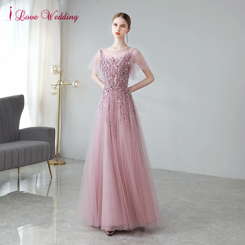 Elegant Pink Evening Dresses Short Tulle Sleeves Beading Sequined Illusion Back Birthday Party Gowns robe de soirée de mariage
Elegant Pink Evening Dresses Short Tulle Sleeves Beading Sequined Illusion Back Birthday Party Gowns robe de soirée de mariage