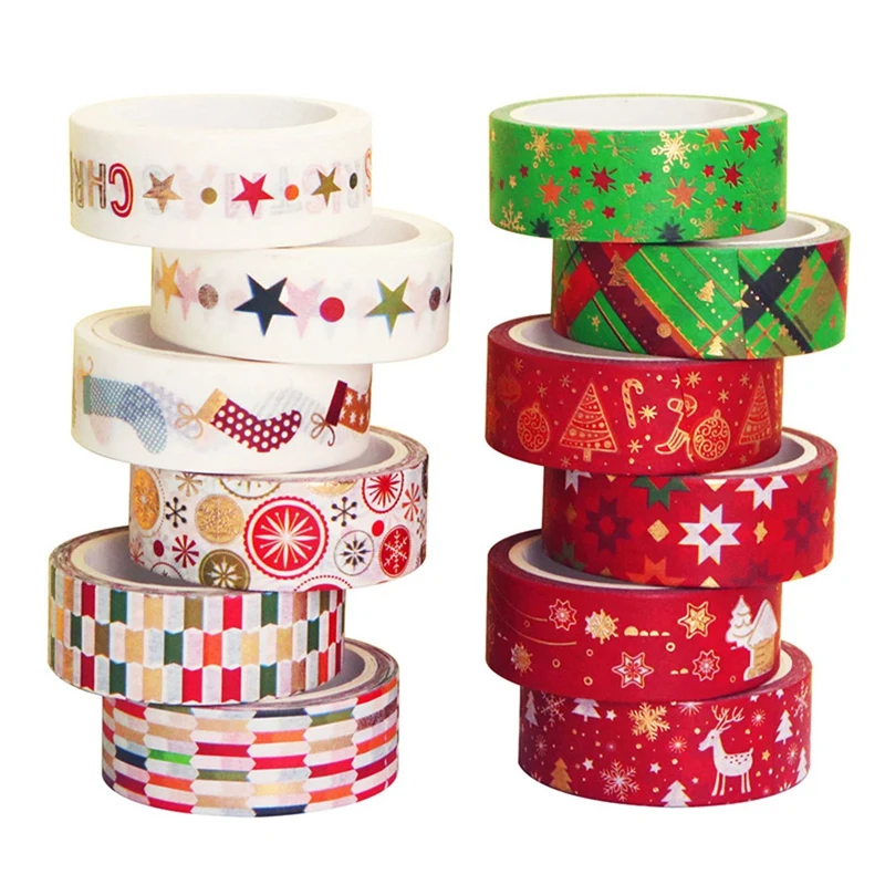 12PCS Christmas Snowflake DIY Decoration Tape, Bronzing Sticker and Paper Tape Set
12PCS Christmas Snowflake DIY Decoration Tape, Bronzing Sticker and Paper Tape Set
