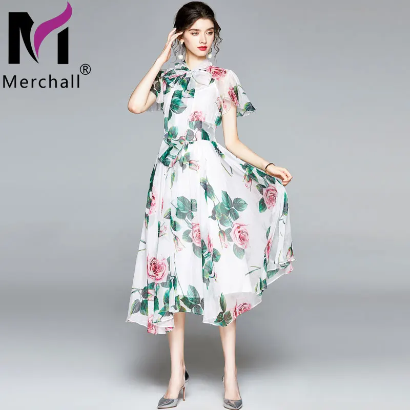 Merchall 2021 Summer Fashion Elegant Bow Neck Batwing Sleeve Long Dress Woman Chiffon Flower Print Holiday Beach Dresses M78627
Merchall 2021 Summer Fashion Elegant Bow Neck Batwing Sleeve Long Dress Woman Chiffon Flower Print Holiday Beach Dresses M78627