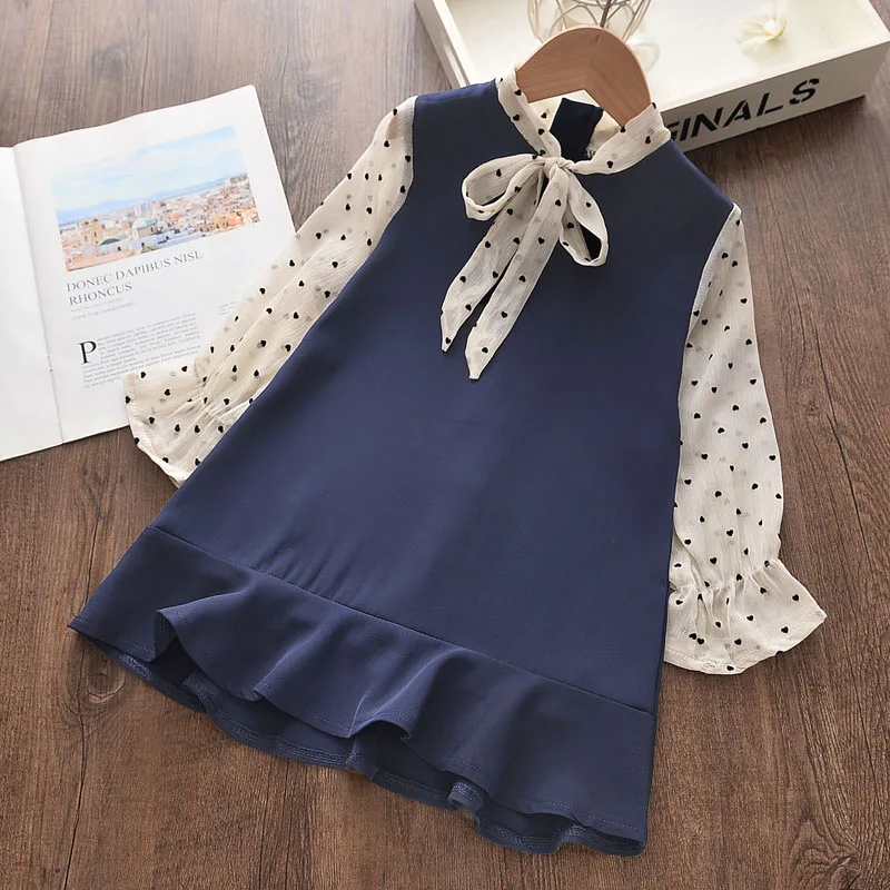 Children's Clothing New Long Sleeved Dress With Tie-collar Bowknot Chiffon Sleeves Heart-shaped Print Dresses
Children's Clothing New Long Sleeved Dress With Tie-collar Bowknot Chiffon Sleeves Heart-shaped Print Dresses