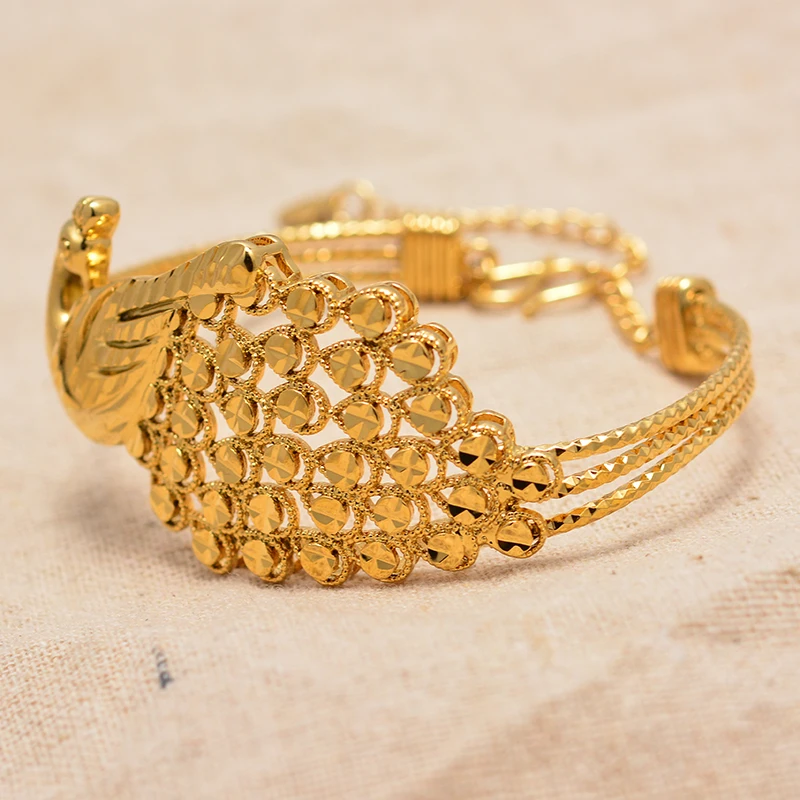 Роскошные свадебные браслеты золотого цвета с большим Фениксом королевой для