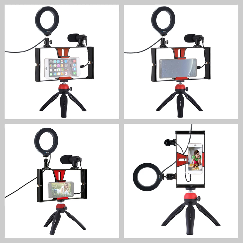 4 In 1 Vlogging rig Live Broadcast Smartphone Video Rig +4.7 Inch LED Ring Led Video Light & Microphone+Tripod Mount+Tripod Head
4 In 1 Vlogging rig Live Broadcast Smartphone Video Rig +4.7 Inch LED Ring Led Video Light & Microphone+Tripod Mount+Tripod Head