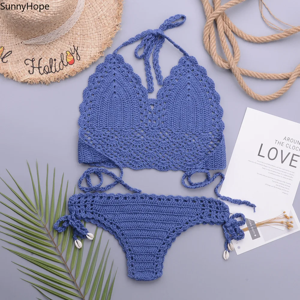 Ladies Fashion Style Handmade Crochet Knitted Bandage Sexy Hollow Beach Bikini Suit Hot Spring Resort Split Solid Color Swimsuit
Ladies Fashion Style Handmade Crochet Knitted Bandage Sexy Hollow Beach Bikini Suit Hot Spring Resort Split Solid Color Swimsuit