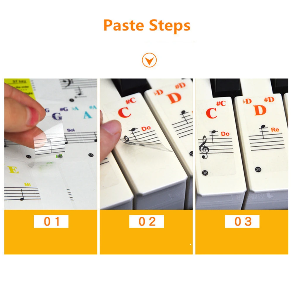 New Transparent Piano Keyboard Stickers For 37/49/61/88 Keys Electronic Keyboard Removable Learning Notes Labels For Beginners
New Transparent Piano Keyboard Stickers For 37/49/61/88 Keys Electronic Keyboard Removable Learning Notes Labels For Beginners