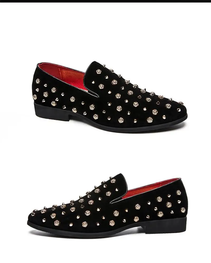 2021 Men's Shoes Fashion Trend High-end Black Suede Cool Rivet Decoration Round Head Comfortable Casual Business Loafers 3KC206
2021 Men's Shoes Fashion Trend High-end Black Suede Cool Rivet Decoration Round Head Comfortable Casual Business Loafers 3KC206