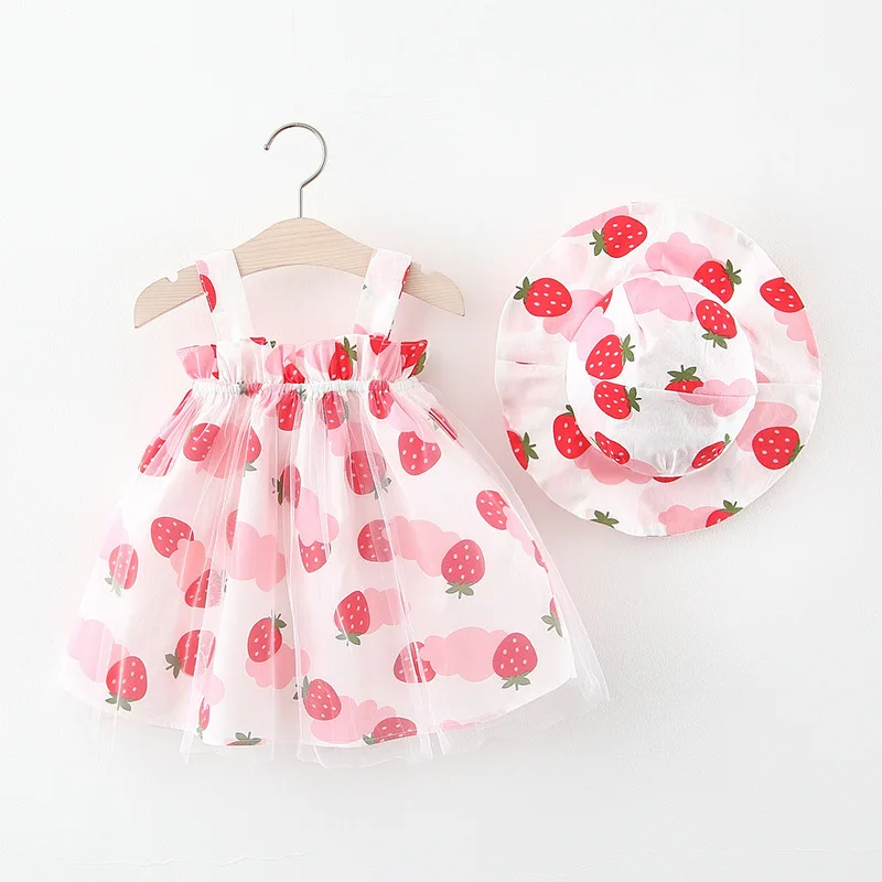 Baby Girls Dresses with Hat 2pcs Summer 6-36m Party Clothing for Girls Strawberry Printing Sand Net Bow Sleeveless Sweet Dress
Baby Girls Dresses with Hat 2pcs Summer 6-36m Party Clothing for Girls Strawberry Printing Sand Net Bow Sleeveless Sweet Dress