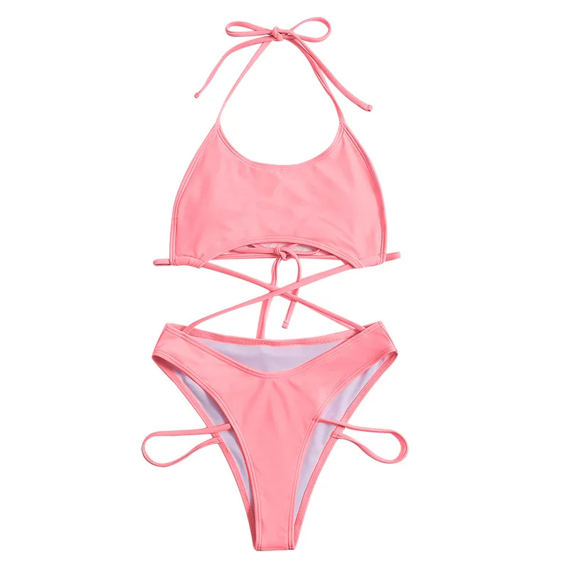 Sexy Bikini New One-Piece Swimsuit Pure Color Tied Cross One Piece Swimsuit Sexy Women's Swimsuit Bikini 
Sexy Bikini New One-Piece Swimsuit Pure Color Tied Cross One Piece Swimsuit Sexy Women's Swimsuit Bikini
