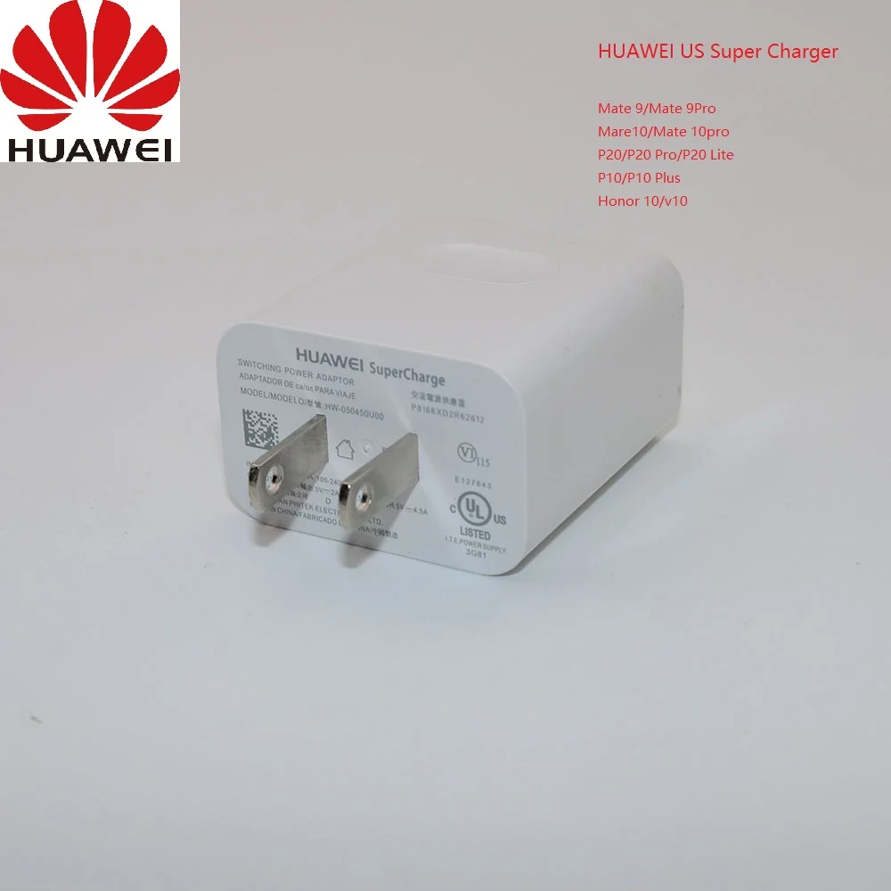 Оригинальное Сетевое зарядное устройство HUAWEI Supercharge US супер адаптер для P20 P10/Pro/MATE
