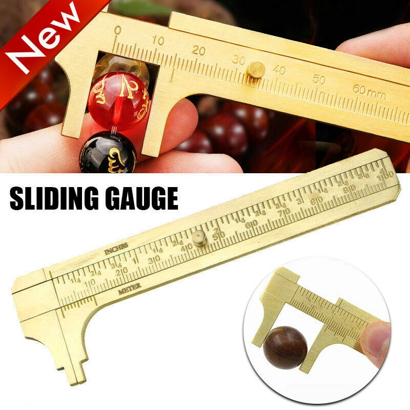 

Mini Brass Scale 80/100mm Sliding Gauge Vernier Caliper Ruler Pocket Measuring Tool JR Deals