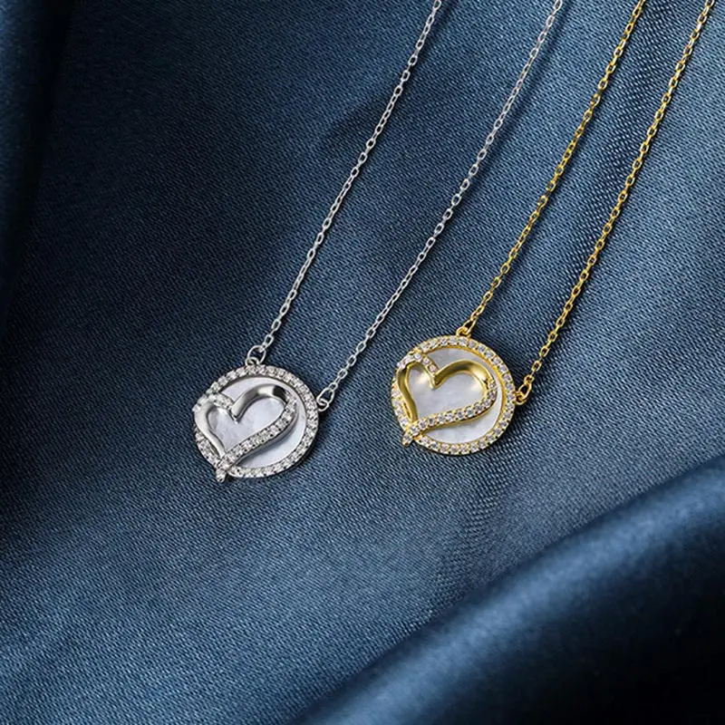 PONYKISS Romantic S925 Sterling Silver White Shell Stone Heart Zircon Pendant Necklace Women Party Accessory Wholesale Gift
PONYKISS Romantic S925 Sterling Silver White Shell Stone Heart Zircon Pendant Necklace Women Party Accessory Wholesale Gift