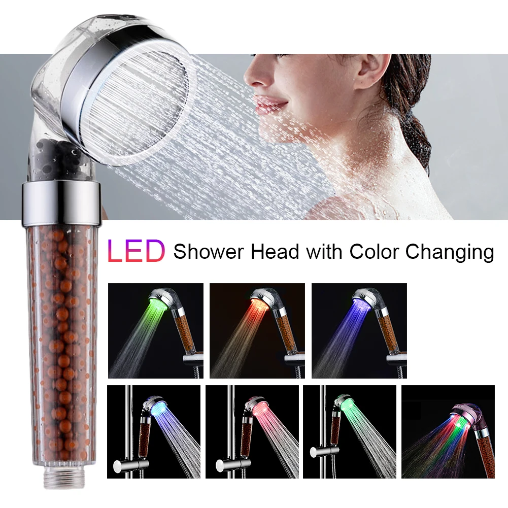 3/7 Color Changing LED Shower Head Temperature Sensor Handheld Mineral Anion Spa High Pressure Shower Head Bathroom Accessories
3/7 Color Changing LED Shower Head Temperature Sensor Handheld Mineral Anion Spa High Pressure Shower Head Bathroom Accessories