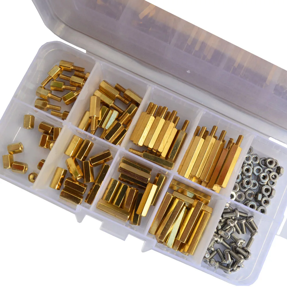 M2.5 Hex Brass Male Female Standoff Pillar Mount Hexagon Threaded PCB Motherboard Spacer Bolt Screw Nut Assortment Kit Set Box
M2.5 Hex Brass Male Female Standoff Pillar Mount Hexagon Threaded PCB Motherboard Spacer Bolt Screw Nut Assortment Kit Set Box