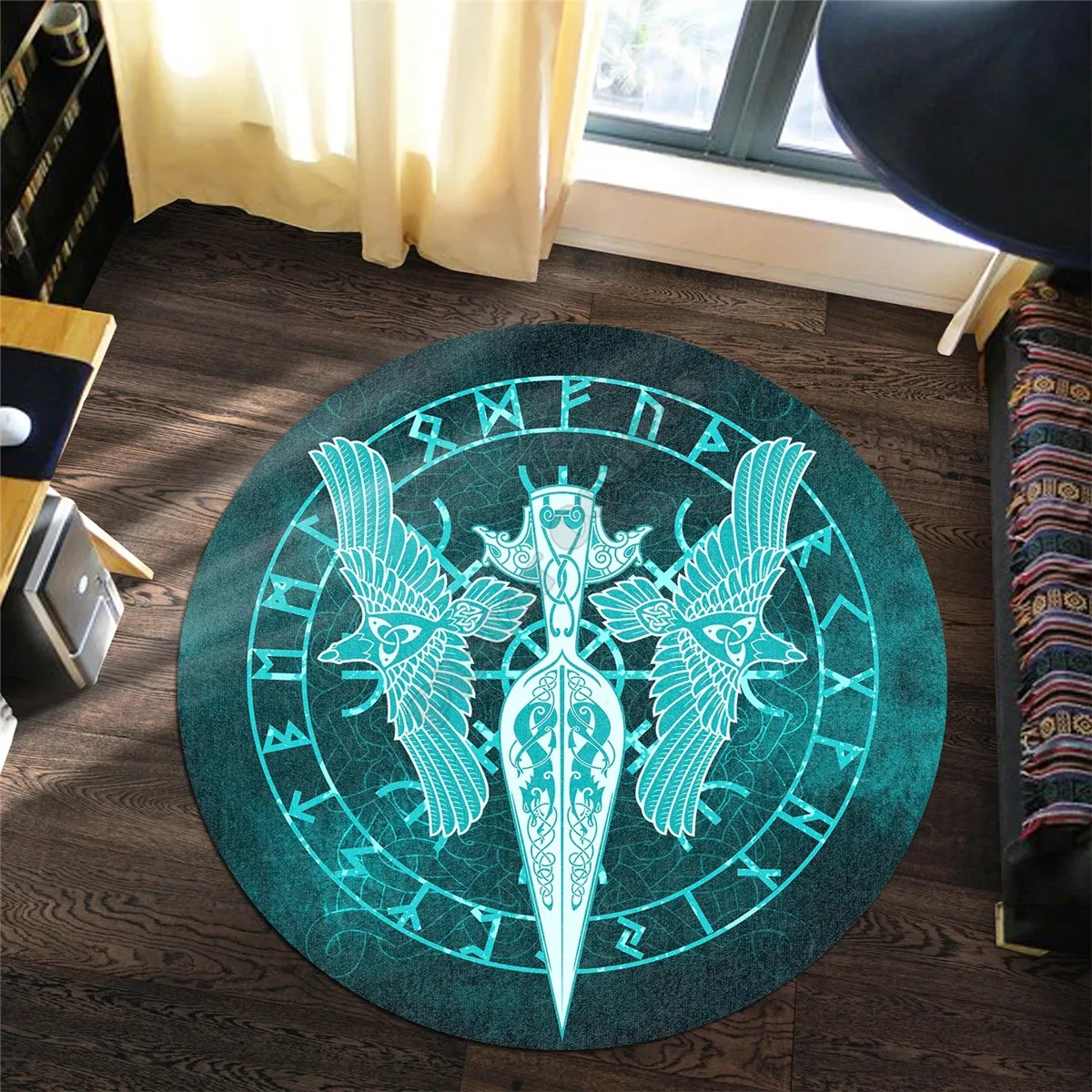 Viking Style Carpet Cyan Spear Of The God Odin Gungnir Ravens 3D Printed Rug Non-slip Mat Dining Living Room Soft Bedroom Carpet
Viking Style Carpet Cyan Spear Of The God Odin Gungnir Ravens 3D Printed Rug Non-slip Mat Dining Living Room Soft Bedroom Carpet