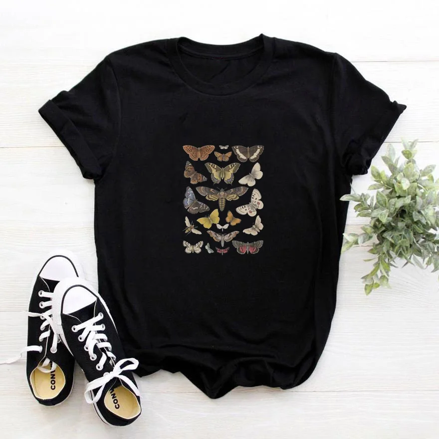 Interesting Butterfly Pattern Women T-shirt Cotton Printing Camiseta Mujer Fashion Aesthetic Korean Style Tshirt Femme Tops
Interesting Butterfly Pattern Women T-shirt Cotton Printing Camiseta Mujer Fashion Aesthetic Korean Style Tshirt Femme Tops