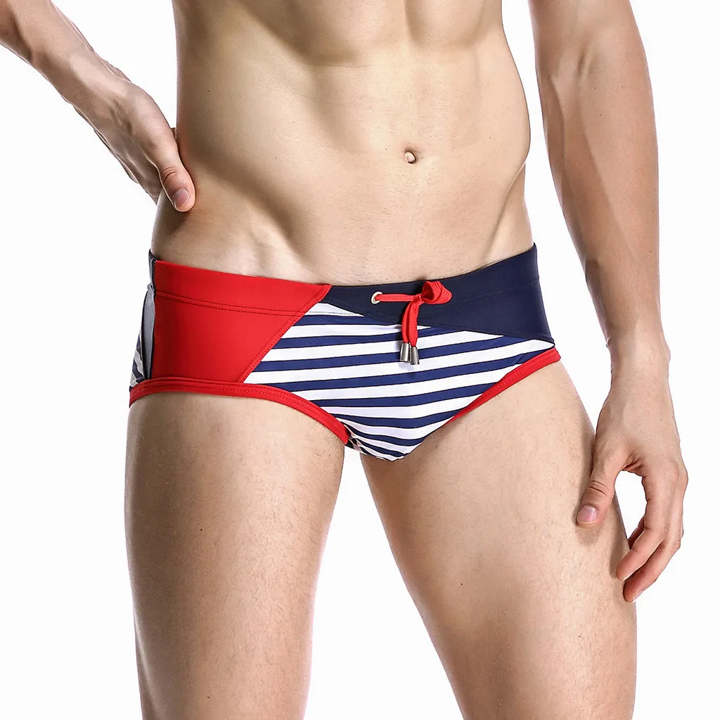 

Mens Swimming Briefs Low Waist Swimwear Breathable Splicing Bulge Briefs Swimming Trunks Swimwear 2022 Brand Stripe Sexy