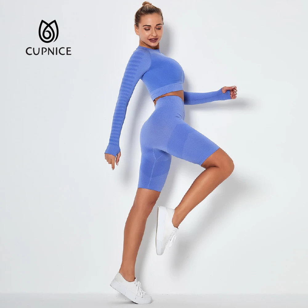 CUPNICE Seamless Sports Yoga Set For Women 2Pcs Long Sleeved High Waist Running Training Leggings Workout Fitness Shorts
CUPNICE Seamless Sports Yoga Set For Women 2Pcs Long Sleeved High Waist Running Training Leggings Workout Fitness Shorts