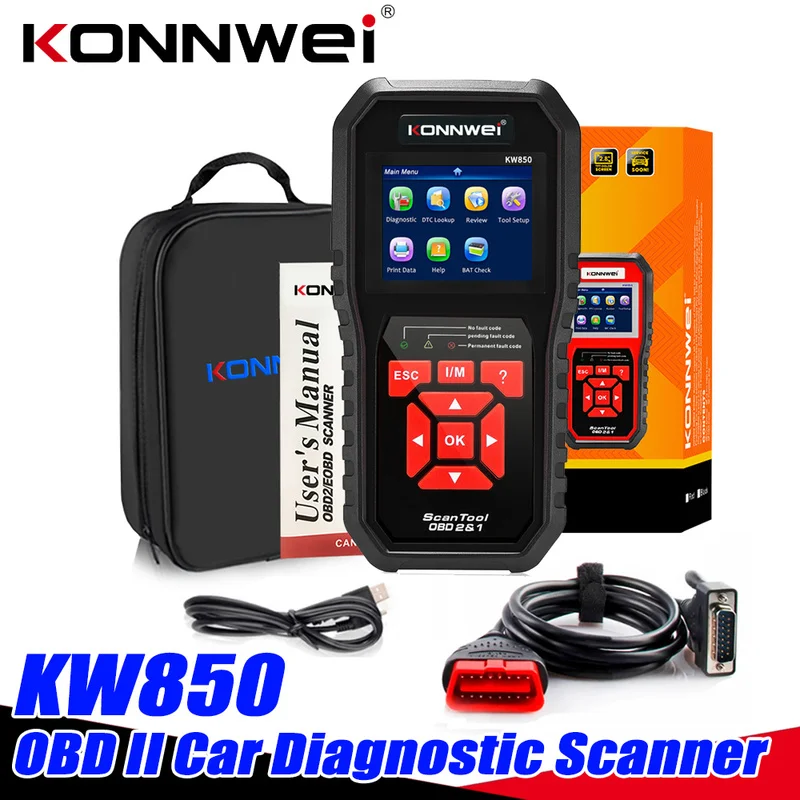 KONNWEI KW850 OBD2 Auto Diagnostic Scanner Full Function OBD 2 Auto Check Engine Code Reader Codes Tools Light Universal Russian
KONNWEI KW850 OBD2 Auto Diagnostic Scanner Full Function OBD 2 Auto Check Engine Code Reader Codes Tools Light Universal Russian
