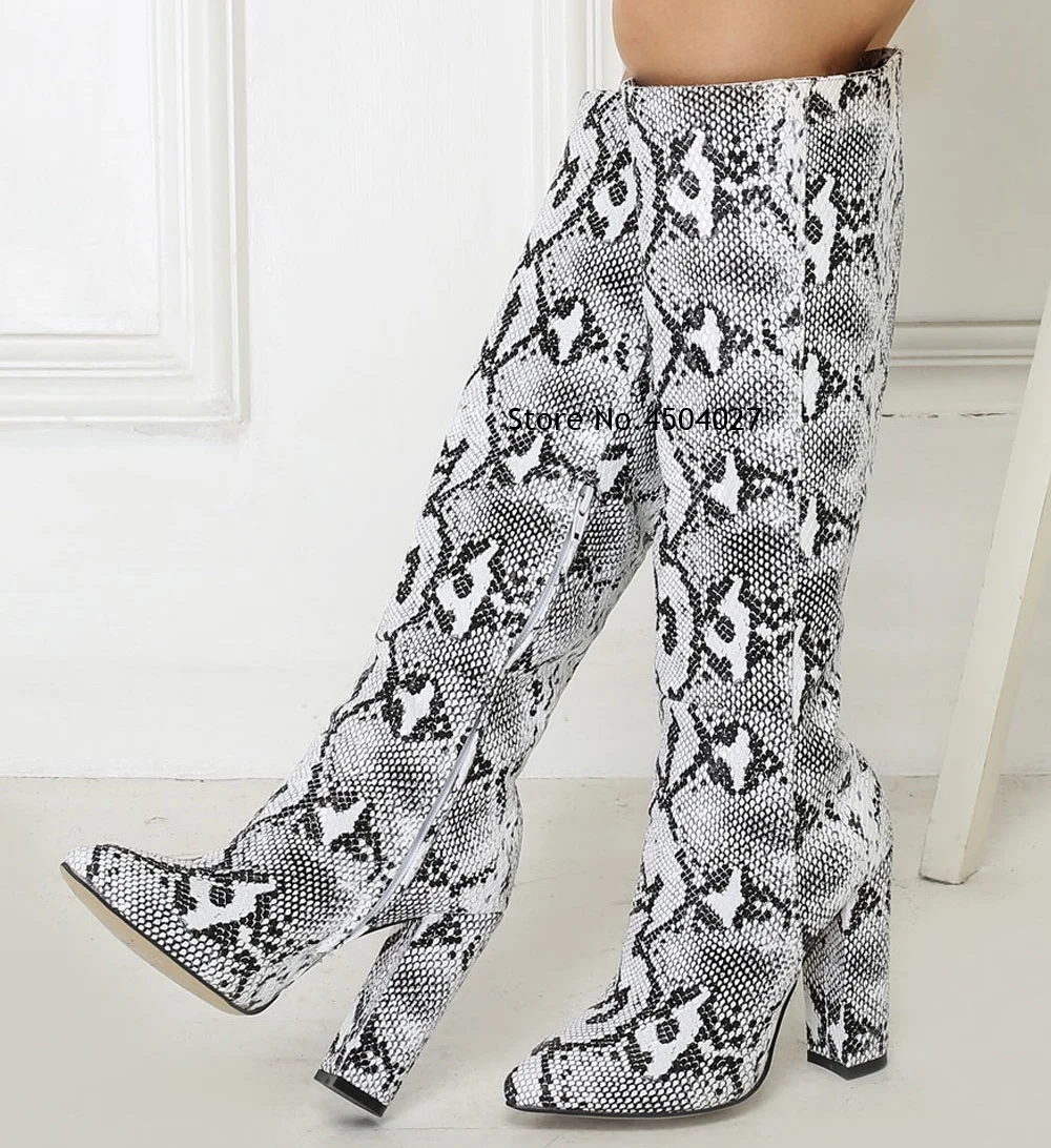 Ladies Fashion Knee High Boots Womens Snake Print Pointed Toe Chunky Heel Boots Shoes
Ladies Fashion Knee High Boots Womens Snake Print Pointed Toe Chunky Heel Boots Shoes