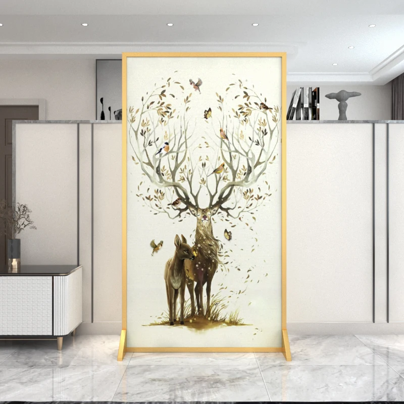 Nordic Light luxury elk stainless steel art screen partition living room bedroom shielding mobile screen partition 
Nordic Light luxury elk stainless steel art screen partition living room bedroom shielding mobile screen partition