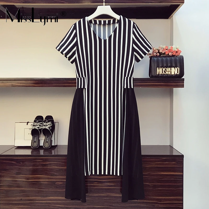 L-4XL Plus Size Women Bandage Chiffon Stripe Dresses Summer 2021 Short Sleeve Patchwork Casual Loose Ladies Asymmetry Long Dress
L-4XL Plus Size Women Bandage Chiffon Stripe Dresses Summer 2021 Short Sleeve Patchwork Casual Loose Ladies Asymmetry Long Dress