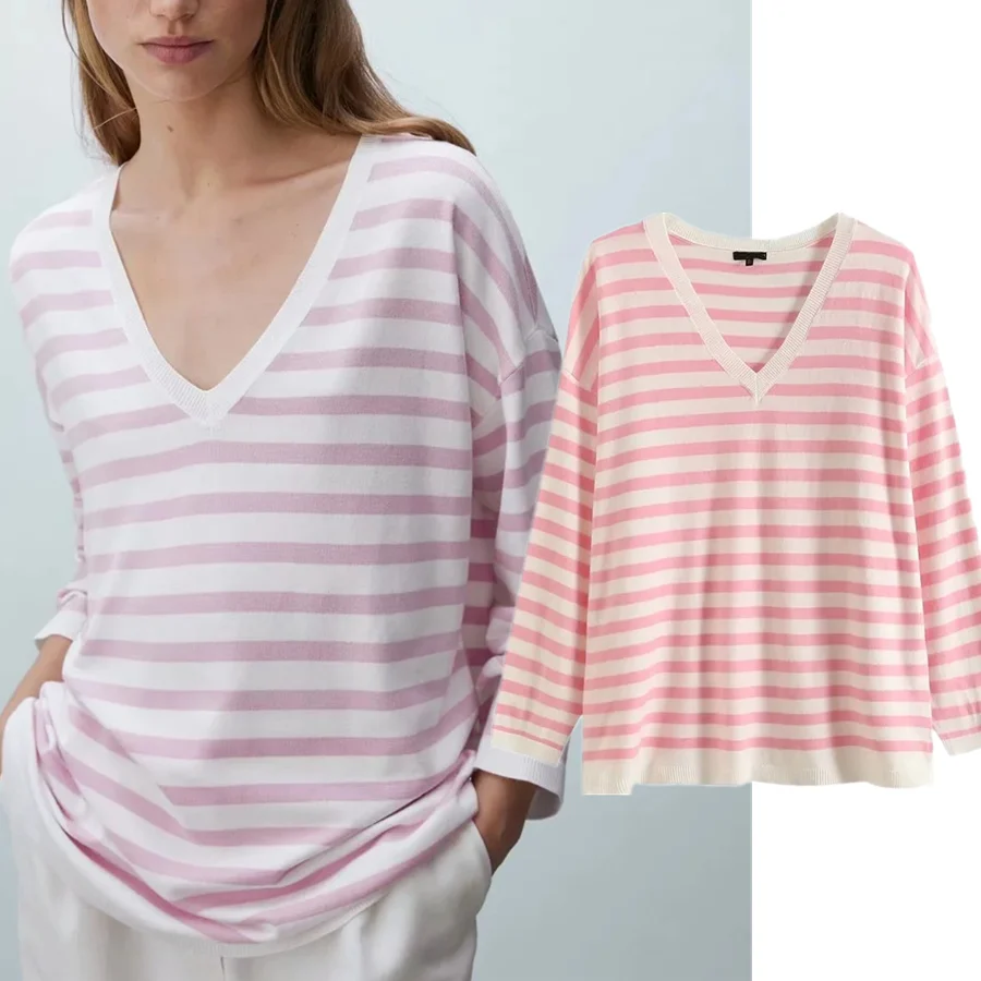 Maxdutti 2021 Autumn Sweaters Women Pullovers Tops Pull Femme England Style Fashion Striped V-neck Loose Casual Sweaters Women
Maxdutti 2021 Autumn Sweaters Women Pullovers Tops Pull Femme England Style Fashion Striped V-neck Loose Casual Sweaters Women
