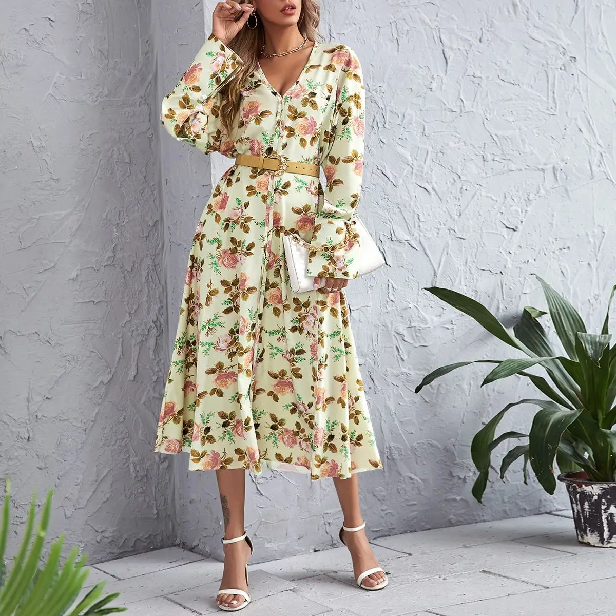 Шифоновое платье принцессы, элегантное платье миди во французском стиле, кардиган с пышными рукавами и принтом, платье с высокой талией, 2021 
Шифоновое платье принцессы, элегантное платье миди во французском стиле, кардиган с пышными рукавами и принтом, платье с высокой талией, 2021