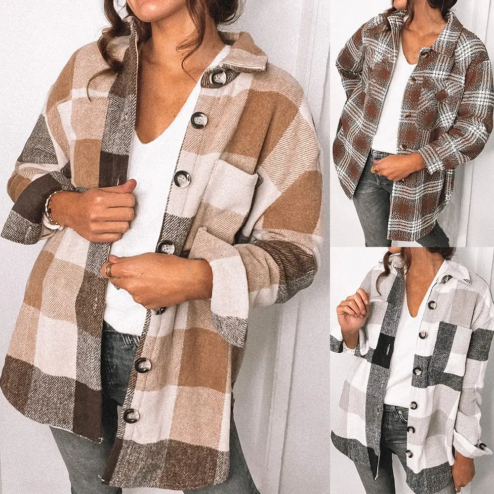 Women 's Coat 2021 Spring and Autumn Youth Lapels Long Sleeve Single-Breasted Fashion Plaid Top
Women 's Coat 2021 Spring and Autumn Youth Lapels Long Sleeve Single-Breasted Fashion Plaid Top