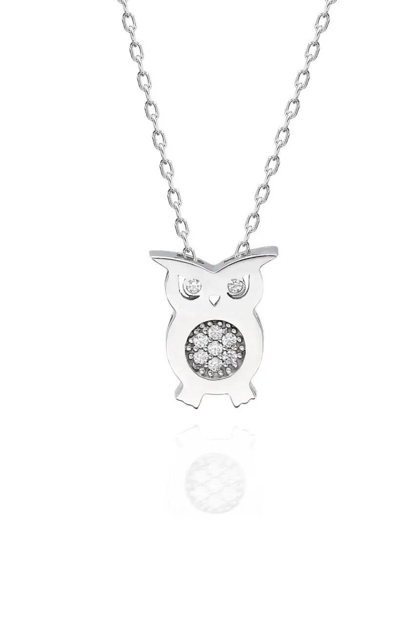 

Certified Swarovski Cubic Zirconia Owl 925 sterling Silver Necklace