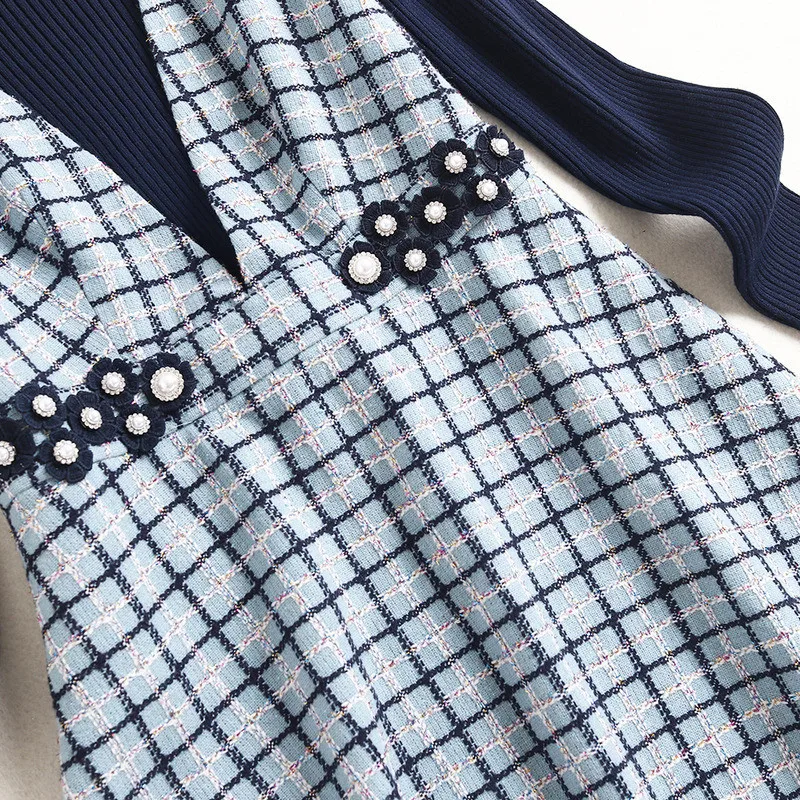 Europe Fashion Woman Clothes 2020 New Runway Designers Long Sleeve Pullover Knitted Top and Plaid Aline Dress Two Piece Suits
Europe Fashion Woman Clothes 2020 New Runway Designers Long Sleeve Pullover Knitted Top and Plaid Aline Dress Two Piece Suits