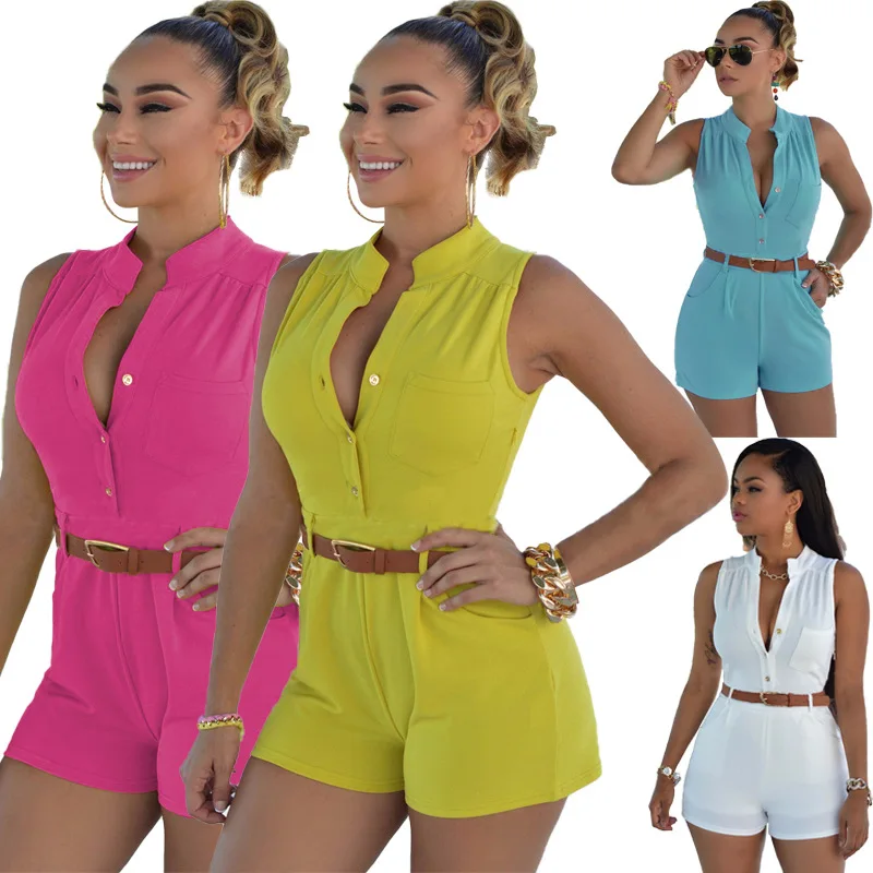 2021 summer fashion casual high waist shorts women's sexy sleeveless jumpsuit in Europe and America
2021 summer fashion casual high waist shorts women's sexy sleeveless jumpsuit in Europe and America