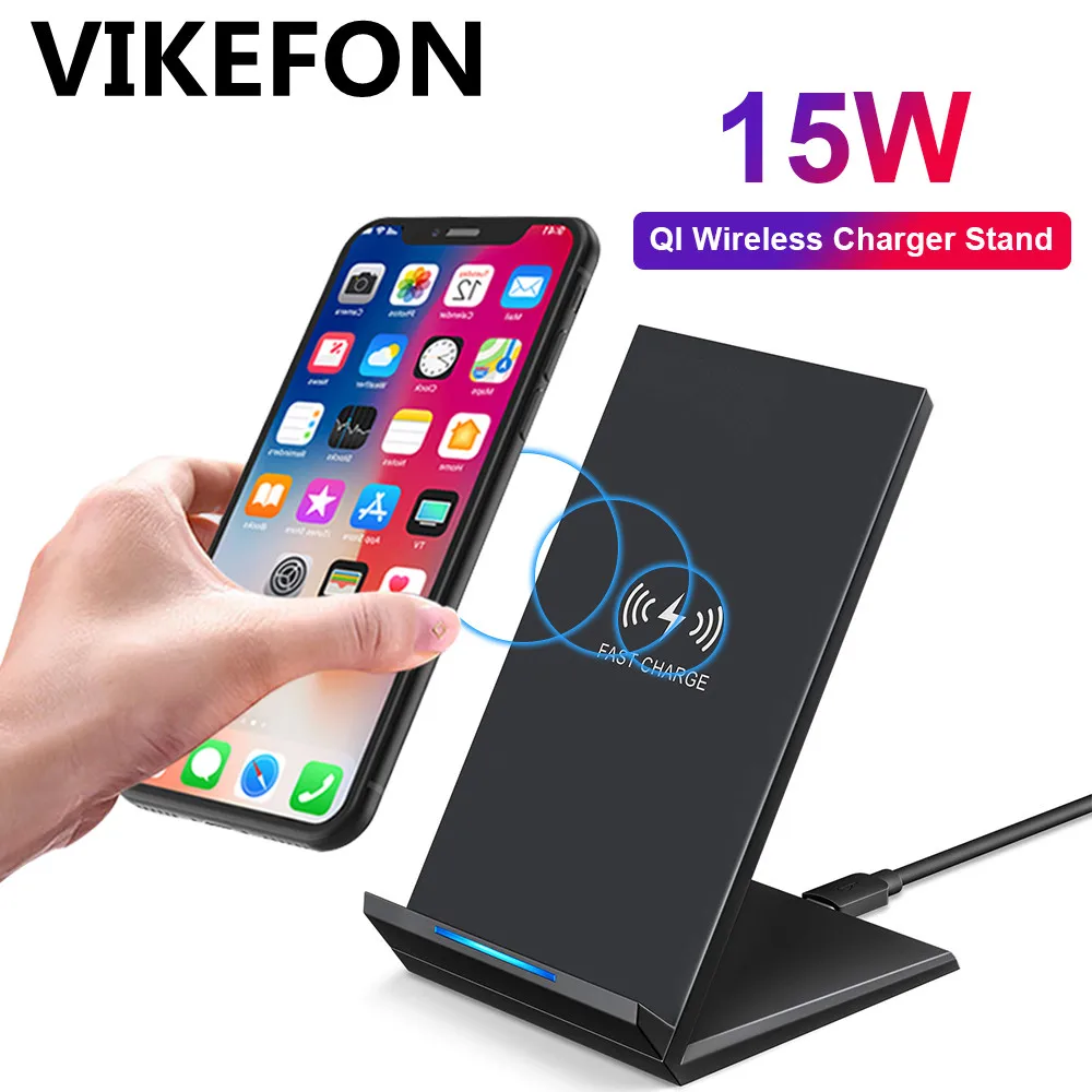 Беспроводное зарядное устройство 15 Вт Qi для Samsung S9 S10 10 iPhone X XS MAX XR 8 Plus Xiaomi 9 Huawei P30 pro