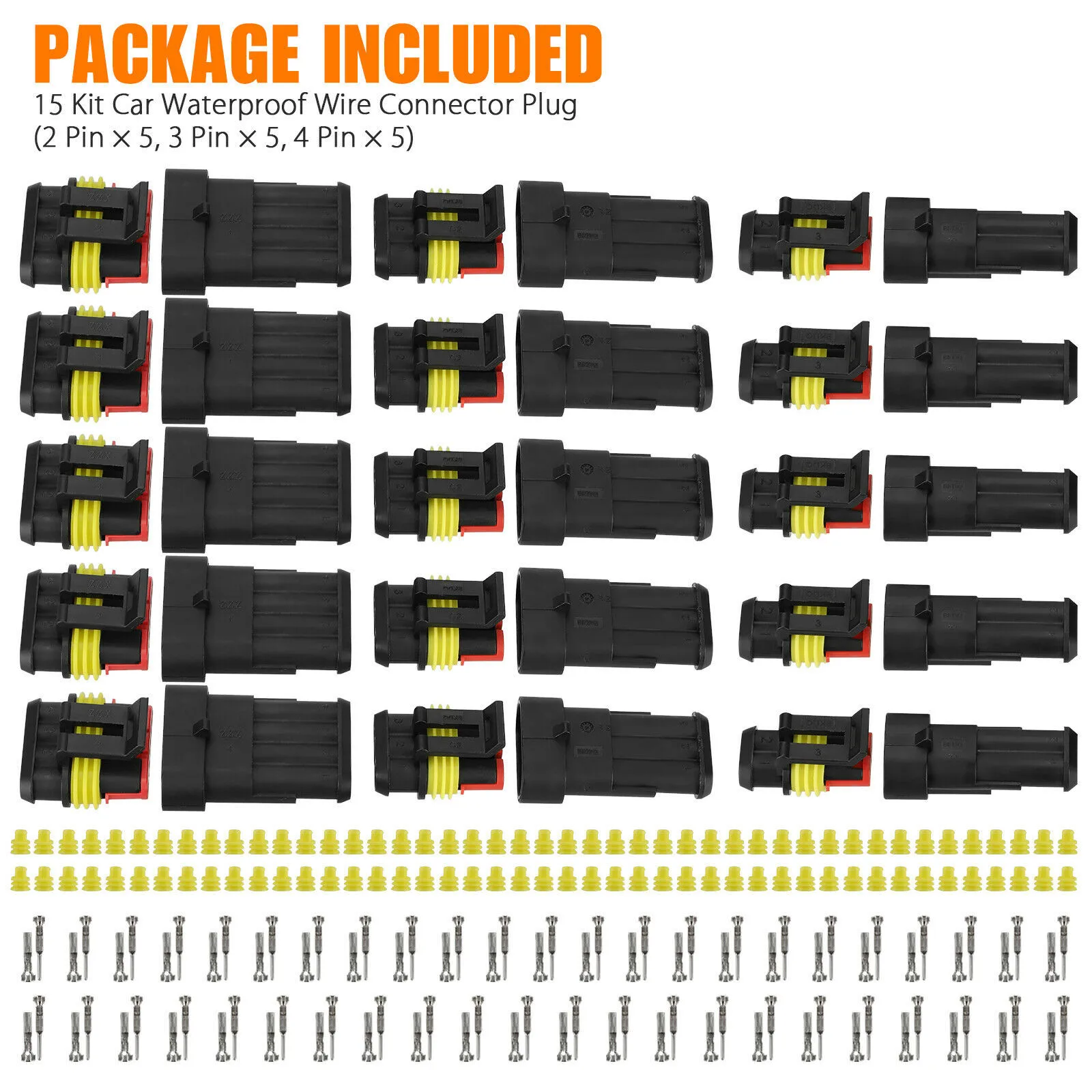 15 Sets Waterproof Car Auto Electrical Wire Connector Plug 2-4 Pin Way Plug Kit Car Waterproof Wire Connector Plug
15 Sets Waterproof Car Auto Electrical Wire Connector Plug 2-4 Pin Way Plug Kit Car Waterproof Wire Connector Plug