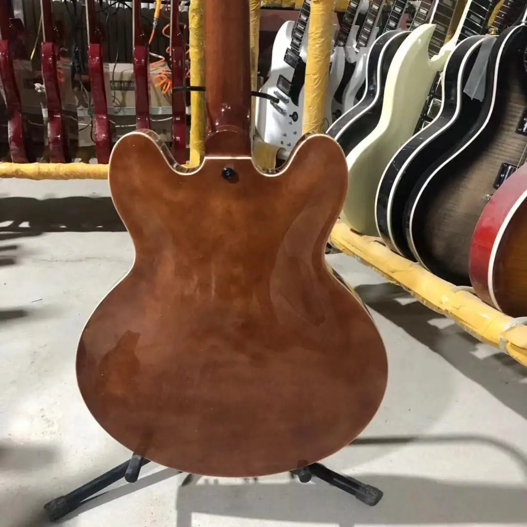Brown Semi Hollow Body Electric Guitar Jazz Electric Guitar Black Hardware Free Shipping
Brown Semi Hollow Body Electric Guitar Jazz Electric Guitar Black Hardware Free Shipping