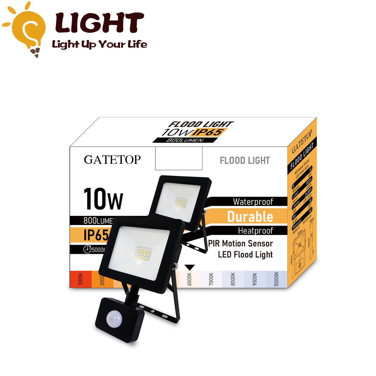 

LED Floodlight 10W AC220V-240V Motion Sensor Cold White Light 6000K Human Body Induction Water Proof Lamp Outdoor Lighting