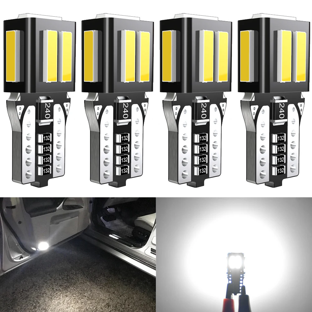 

4pcs W5W T10 LED CANBUS LED Bulb Car DRL 7020 SMD 194 168 Clearance Parking Light Reading Interior Lamp 12V 6000k White Amber