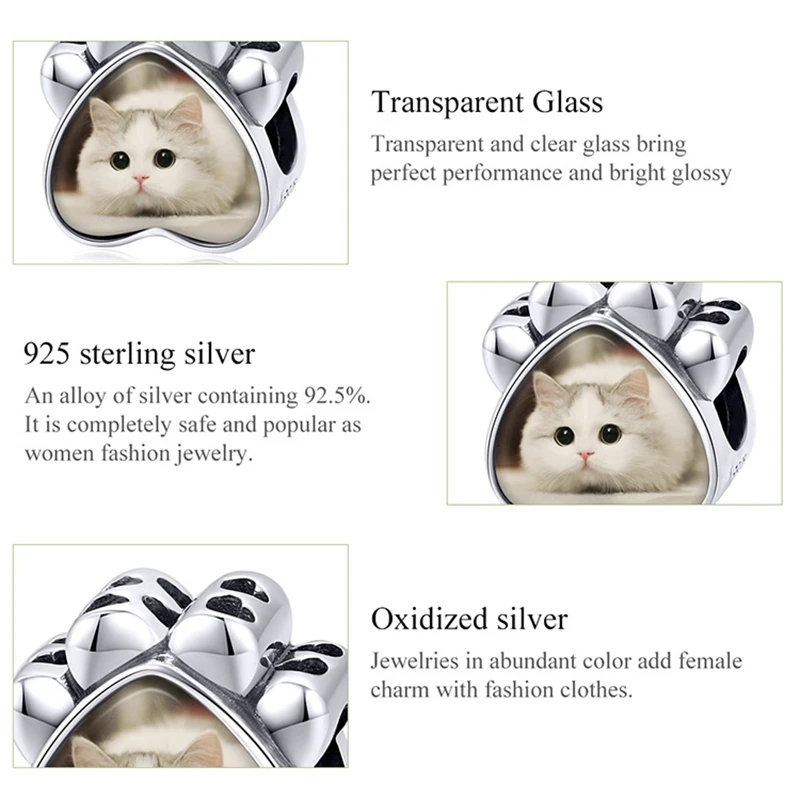 Cat Dog Paw Photo Charm 925 Sterling Silver Beads Personalize Bracelet Gifts for Mom Wife Friends
Cat Dog Paw Photo Charm 925 Sterling Silver Beads Personalize Bracelet Gifts for Mom Wife Friends