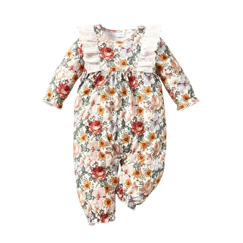 Newborn Baby Girl Flower Printed Lace Romper Clothes Autumn Winter Infant Girls Rompers Long-Sleeves Pure Cotton Jumpsuit 0-18M 
Newborn Baby Girl Flower Printed Lace Romper Clothes Autumn Winter Infant Girls Rompers Long-Sleeves Pure Cotton Jumpsuit 0-18M